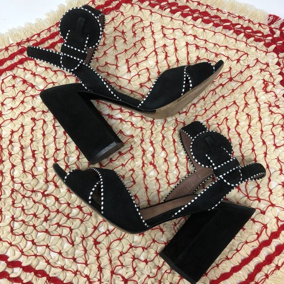 Tabitha Simmons Block Heel Black & White Sandals 9 - Picture 2 of 14